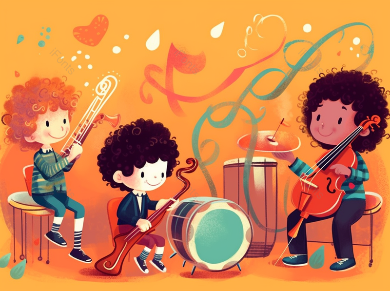 儿童节小朋友演奏音乐会可爱风插画手绘背景图,插画/手绘图,插画/手绘图库,插画/手绘图下载,插画/手绘